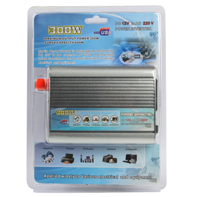 300W DC 12V to AC 220V Car Power Inverter with USB Port and Car Charger, 300W DC 12V to AC 220V