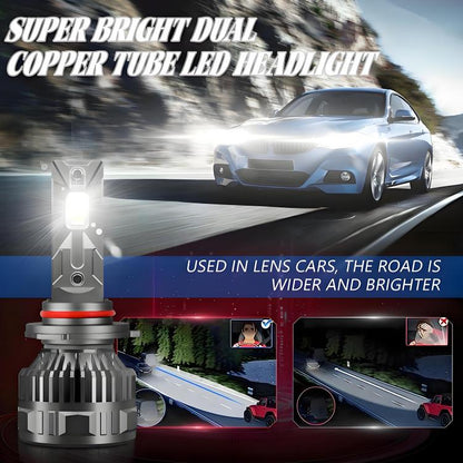 ⁧قطعتان/عبوة من مصباح أمامي LED للسيارة من أنبوب نحاسي مزدوج بقوة 50 وات و6000 لومن و6000 كلفن⁩, 9005, 9006, H1, H4, H7, H11