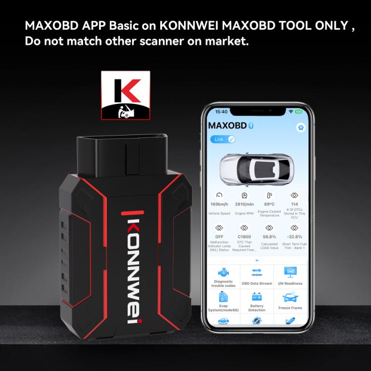 ⁧جهاز فحص نظام السيارة الكامل KONNWEI MAXOBD، أداة تشخيص أعطال OBD2، قراءة رموز الأعطال⁩