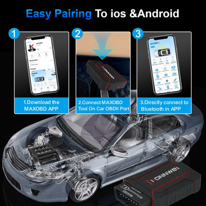 ⁧جهاز فحص نظام السيارة الكامل KONNWEI MAXOBD، أداة تشخيص أعطال OBD2، قراءة رموز الأعطال⁩