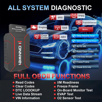 ⁧جهاز فحص نظام السيارة الكامل KONNWEI MAXOBD، أداة تشخيص أعطال OBD2، قراءة رموز الأعطال⁩