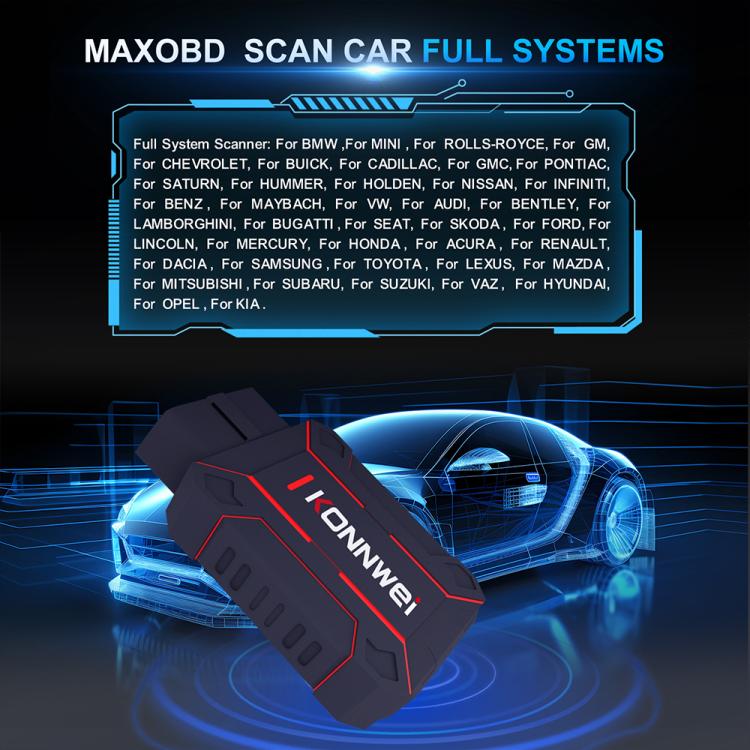 ⁧جهاز فحص نظام السيارة الكامل KONNWEI MAXOBD، أداة تشخيص أعطال OBD2، قراءة رموز الأعطال⁩