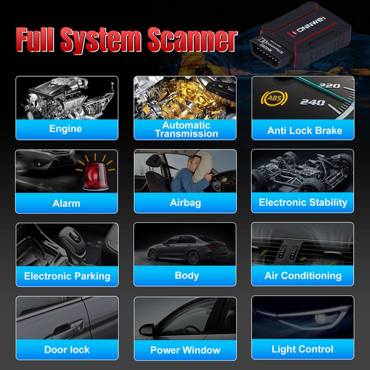 ⁧جهاز فحص نظام السيارة الكامل KONNWEI MAXOBD، أداة تشخيص أعطال OBD2، قراءة رموز الأعطال⁩
