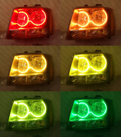 For Chevrolet Avalanche Suburban Tahoe 2007 - 2013 2014 Bluetooth App Multi-Color Ultra Bright RGB Led Angel Eyes Kit Halo Rings