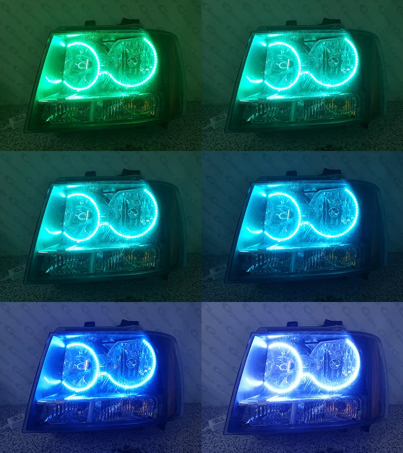 For Chevrolet Avalanche Suburban Tahoe 2007 - 2013 2014 Bluetooth App Multi-Color Ultra Bright RGB Led Angel Eyes Kit Halo Rings