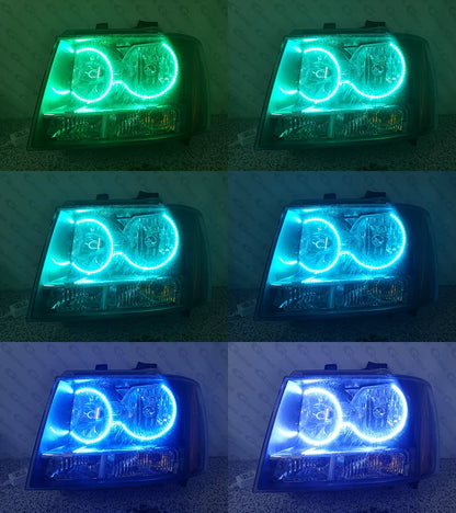 For Chevrolet Avalanche Suburban Tahoe 2007 - 2013 2014 Bluetooth App Multi-Color Ultra Bright RGB Led Angel Eyes Kit Halo Rings