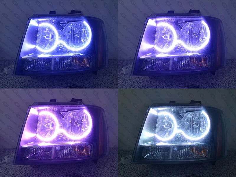 For Chevrolet Avalanche Suburban Tahoe 2007 - 2013 2014 Bluetooth App Multi-Color Ultra Bright RGB Led Angel Eyes Kit Halo Rings