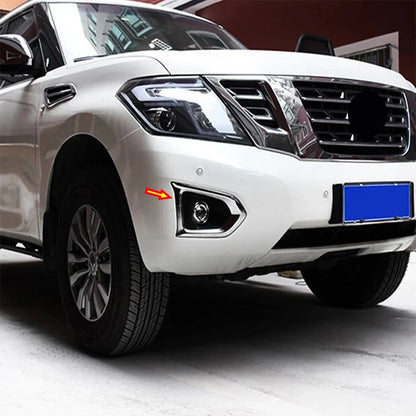 2017 2018 For Nissan Patrol Armada Y62 accessories Car Front Fog Lamp Decoration Cover Trim ABS Chrome Auto Styling Sticker 2pcs