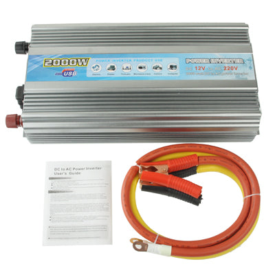2000W DC 12V to AC 220V Car Power Inverter with USB Port & Booster Cable, 2000W DC 12V to AC 220V
