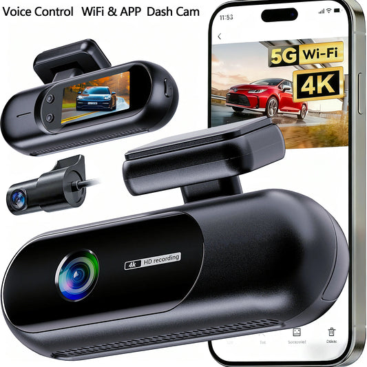 Dash Cam WiFi 4K Car Camera DVR Video Recorder Dual Front Rear HDR Night Vision Voice Control Parking Monito Dash Camera for Car