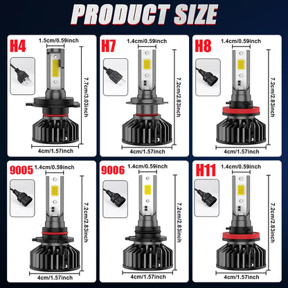 Turbo H7 LED Mini Headlight Bulb LED H4 H8 H9 H11 Headlamps Kit 9005 HB3 9006 HB4 Auto LED Lamps 4300K 5000K 6000K with Fan