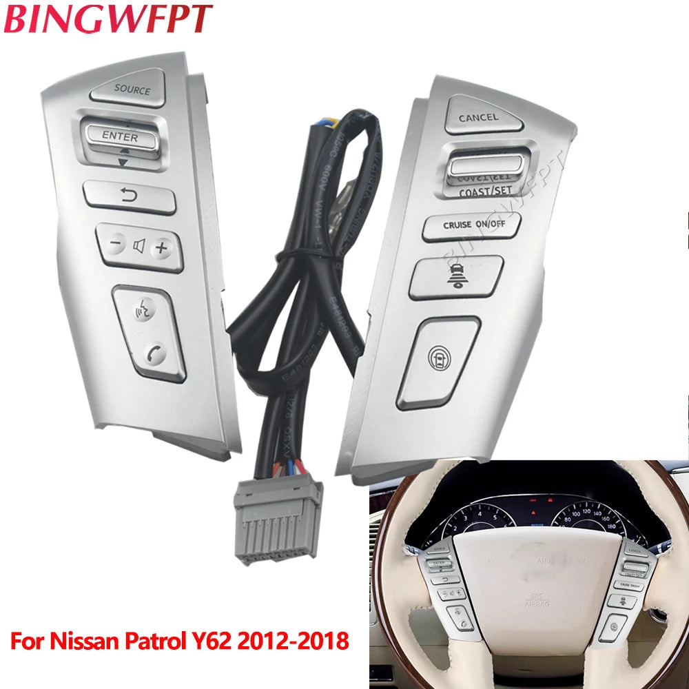 Car Steering Wheel Control Button Cruise Volume Phone Switch For Nissan PATROL Y62 2012-2018 Infiniti QX56 QX80