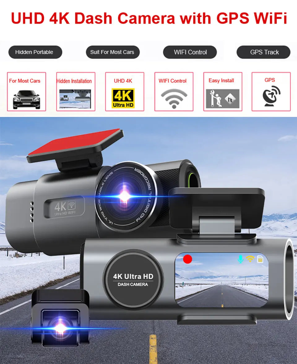 Dash Cam 4K UHD Recording Car Camera DVR Night Vision
