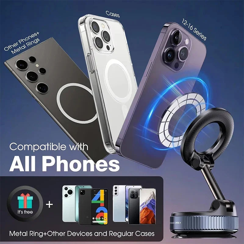 Magnetic Car Phone Holder 360 Degree Rotation Vacuum Adsorption Strong Suction Holder for Mobile PhoneCar Bracket Universal New