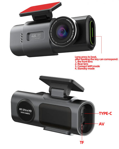 Dash Cam 4K UHD Recording Car Camera DVR Night Vision