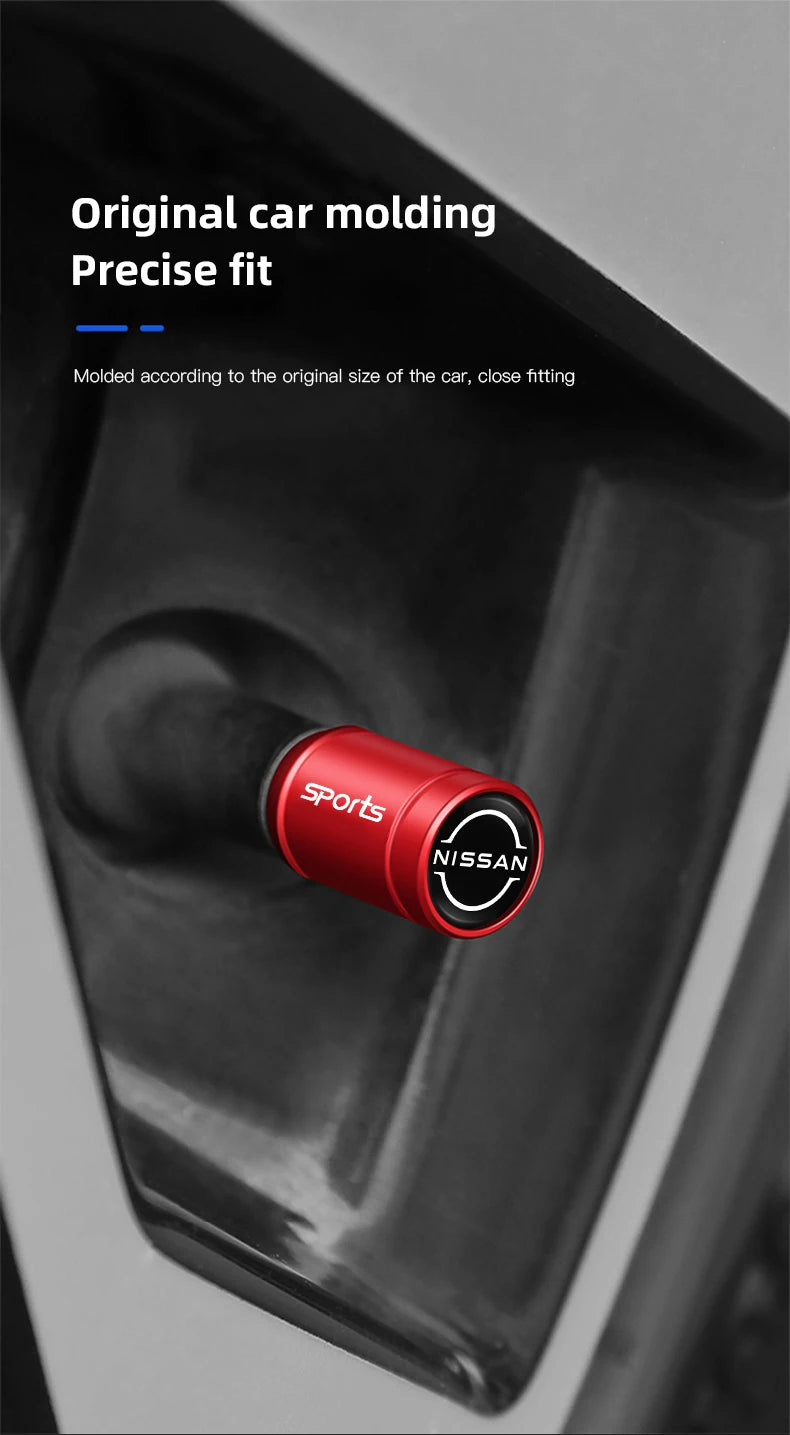 4Pcs Auto Metal Wheel Tire Valve Caps Stem Case For Nissan X-trail Qashqai Note Juke Sentra Patrol Navara Micra Car Accessories