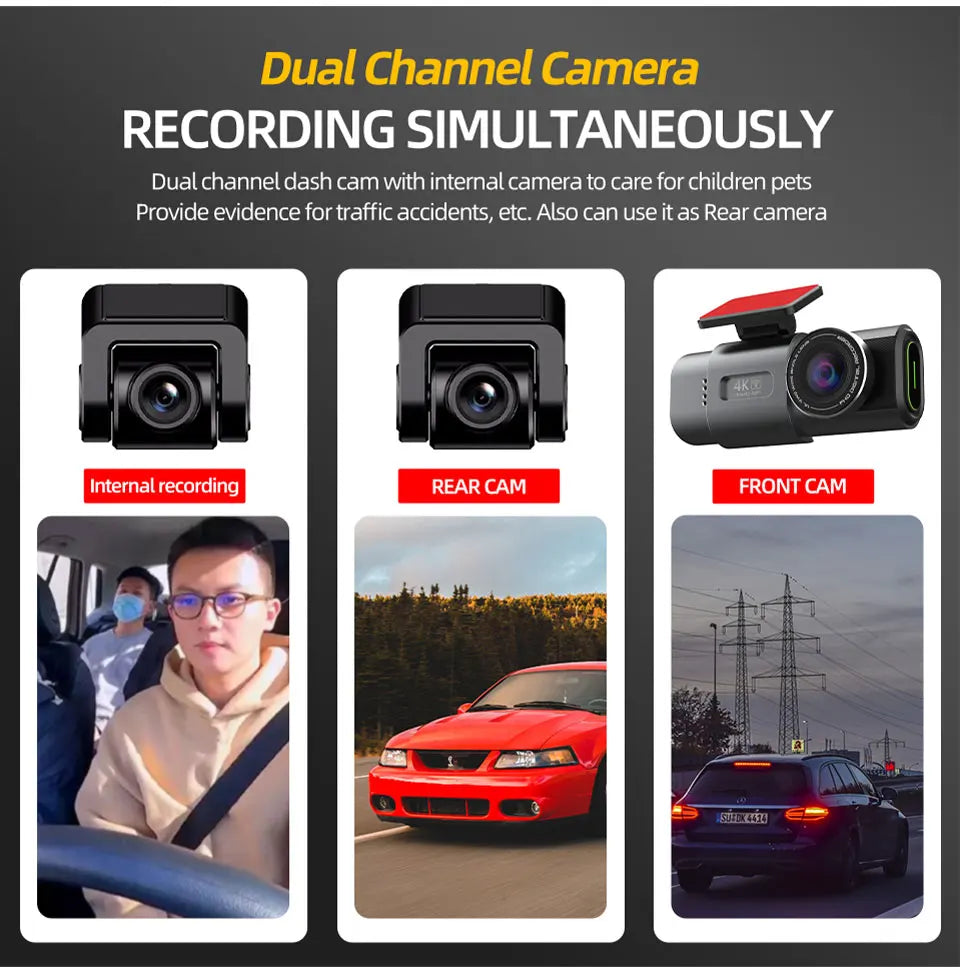 Dash Cam 4K UHD Recording Car Camera DVR Night Vision