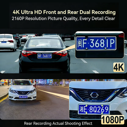 Dash Cam WiFi 4K Car Camera DVR Video Recorder Dual Front Rear HDR Night Vision Voice Control Parking Monito Dash Camera for Car