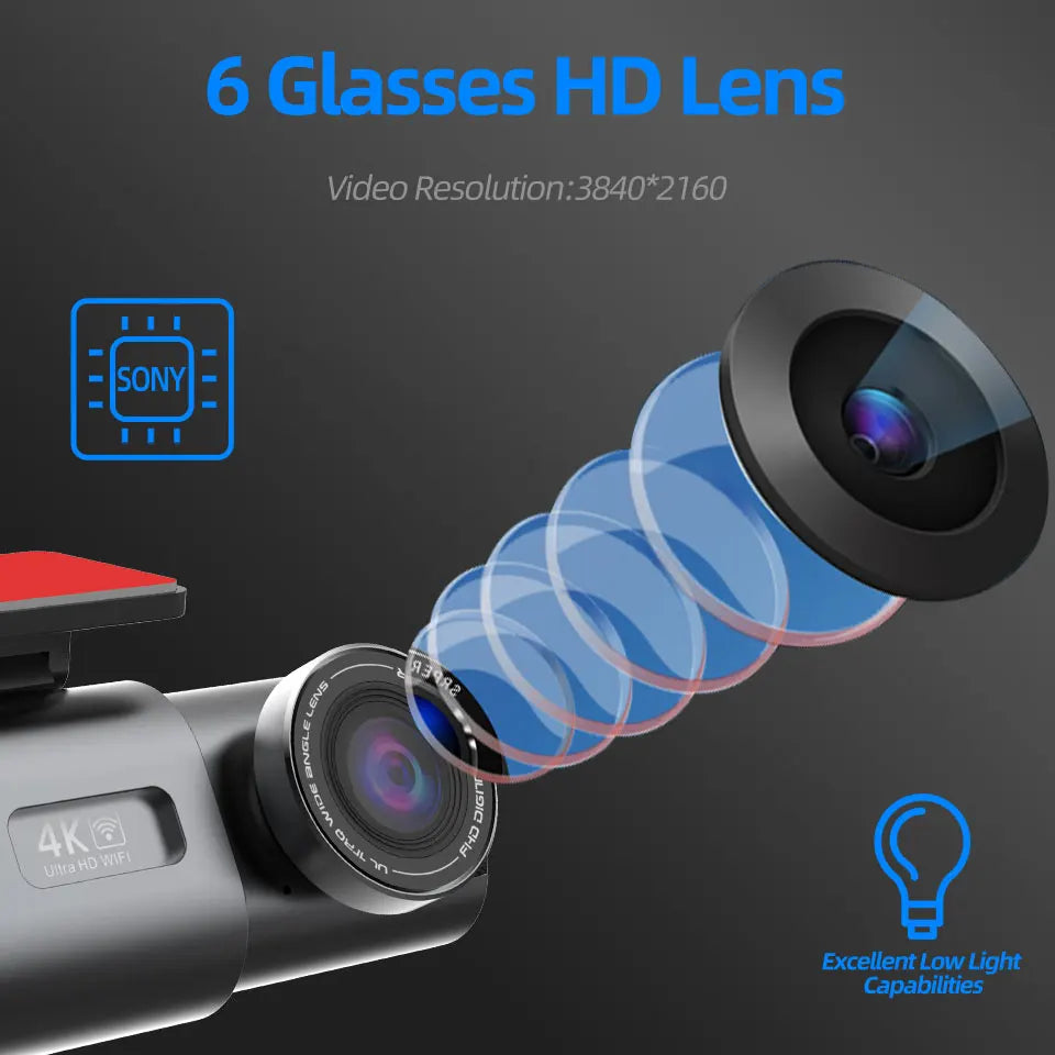 Dash Cam 4K UHD Recording Car Camera DVR Night Vision