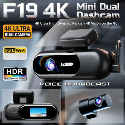 Dash Cam for cars 4K UHD Recording Front Rear Car Camera HDR Night Vision Recorder Built in Wi-Fi 24H Parking Mode APP Monitor