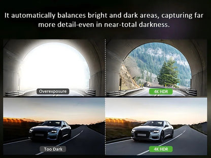 Dash Cam for cars 4K UHD Recording Front Rear Car Camera HDR Night Vision Recorder Built in Wi-Fi 24H Parking Mode APP Monitor