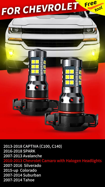 2x Car LED Front Fog Lights Bulbs Canbus For Chevrolet Tahoe Suburban Colorado Silverado Camaro Avalanche Spark Captiva 07-18