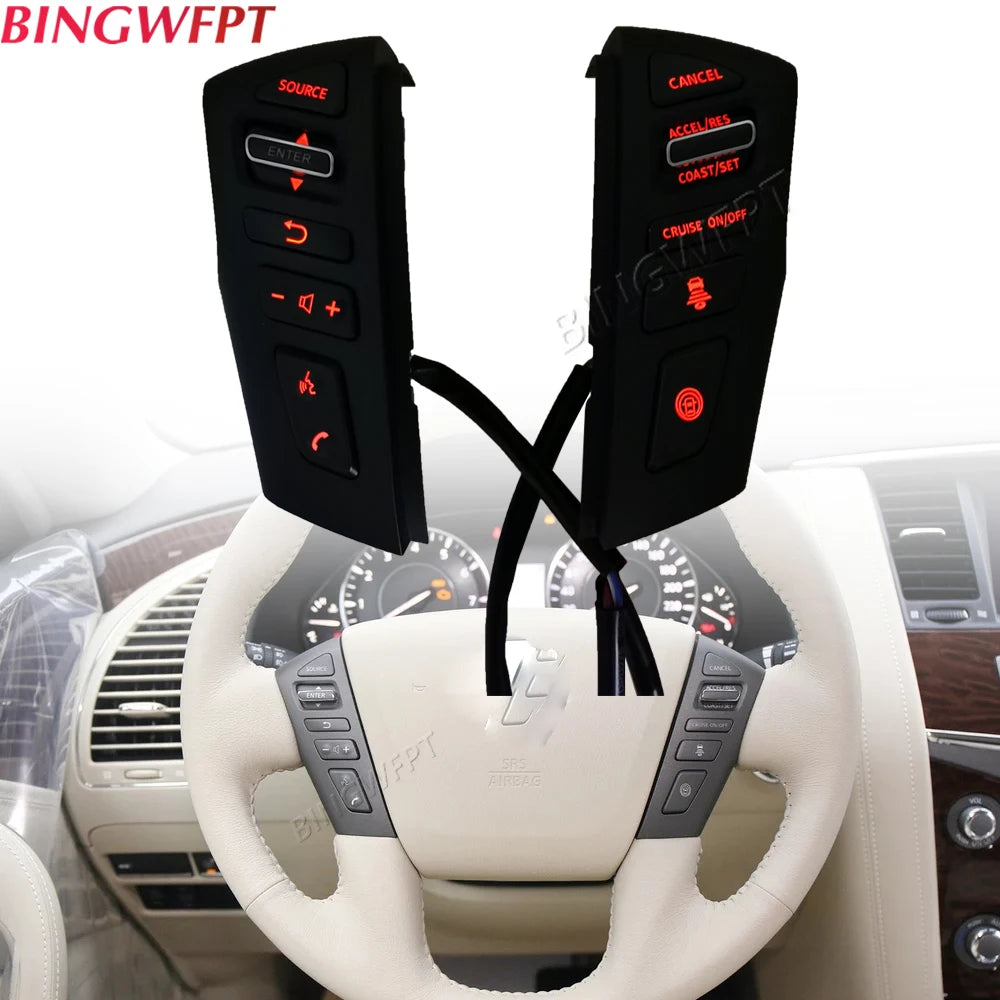 Car Steering Wheel Control Button Cruise Volume Phone Switch For Nissan PATROL Y62 2012-2018 Infiniti QX56 QX80