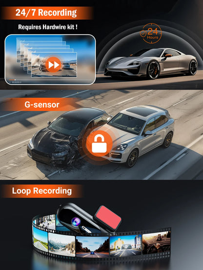 Dash Cam for cars 4K UHD Recording Front Rear Car Camera HDR Night Vision Recorder Built in Wi-Fi 24H Parking Mode APP Monitor