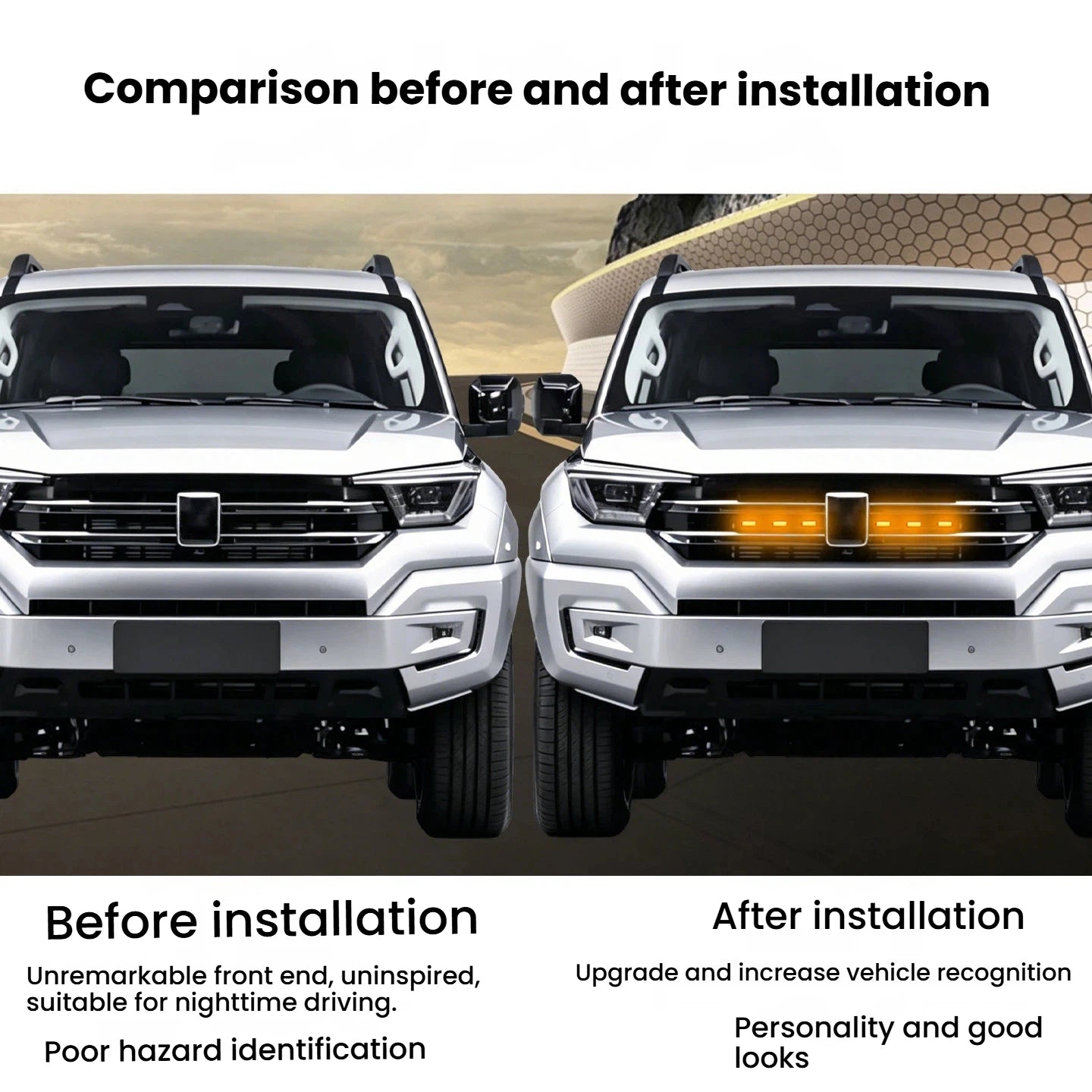 LED Front Grille Light For Chevrolet Tahoe 2025 Car Daytime Running Light Wheel Eyebrow Lamp For Pickup Offroad 12V