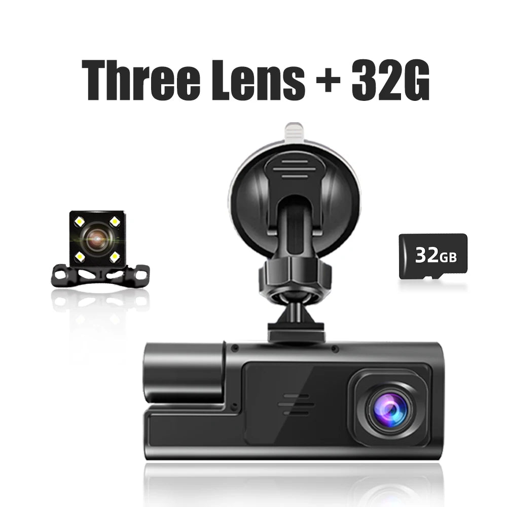 Dash Cam For Cars WIFI 3 Channels FHD 1080P Car DVR Driving Recorder Wide Angle Loop Recording Night Vision G-Sensor Tachograph