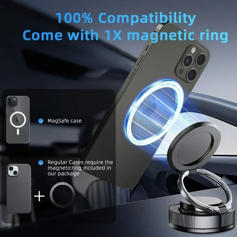 Magnetic Phone Holder for Car 360 °   Rotatable Foldable & Adjustable Magnetic Car Mount, Suction Cup Phone Holder for Car/Mirror