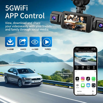 Dash Cam WiFi 4K Car Camera DVR Video Recorder Dual Front Rear HDR Night Vision Voice Control Parking Monito Dash Camera for Car