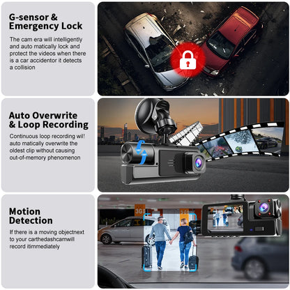 Dash Cam For Cars WIFI 3 Channels FHD 1080P Car DVR Driving Recorder Wide Angle Loop Recording Night Vision G-Sensor Tachograph
