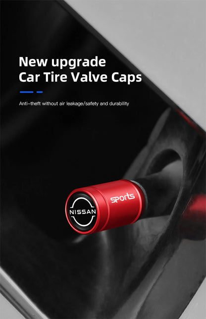 4Pcs Auto Metal Wheel Tire Valve Caps Stem Case For Nissan X-trail Qashqai Note Juke Sentra Patrol Navara Micra Car Accessories