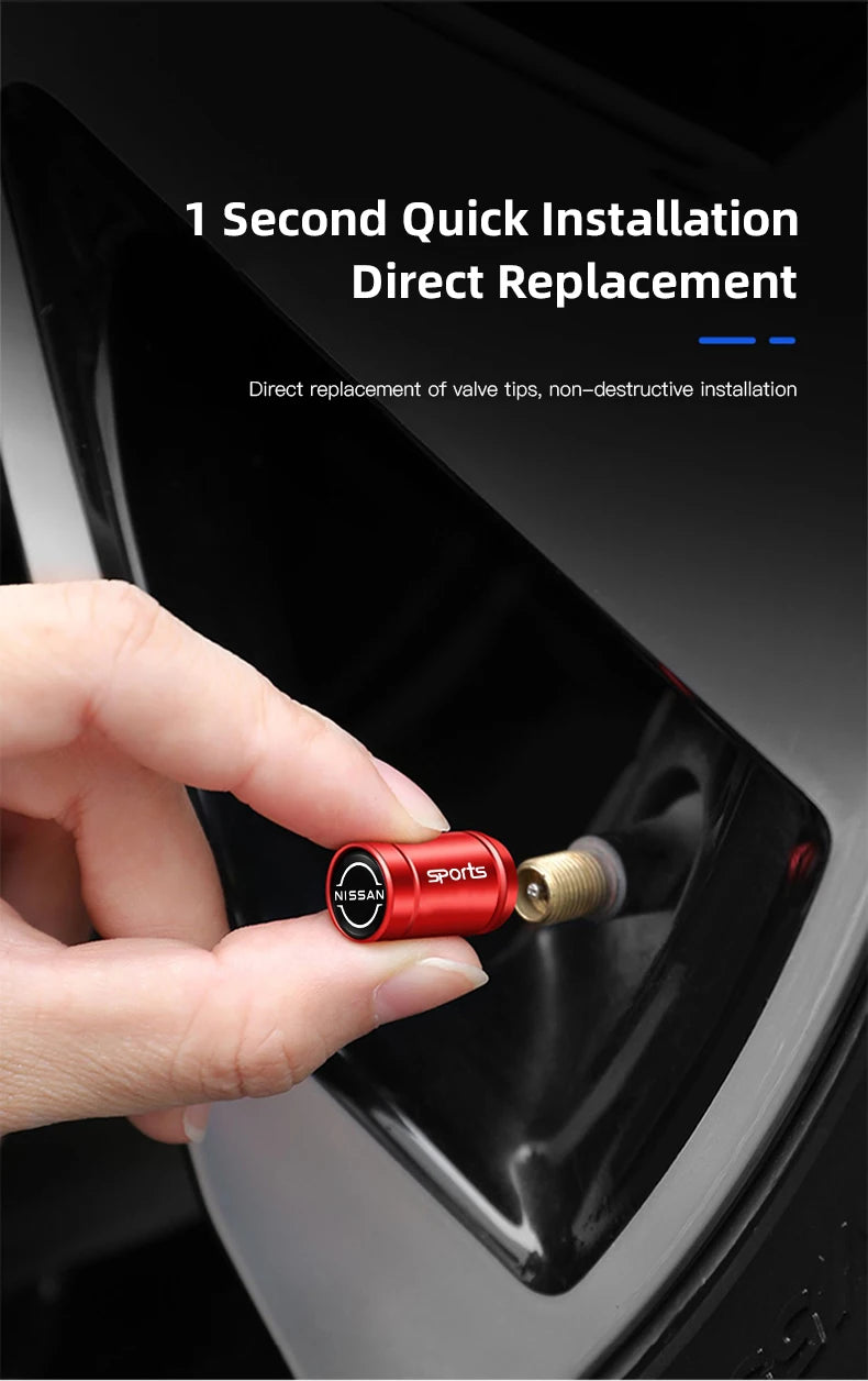 4Pcs Auto Metal Wheel Tire Valve Caps Stem Case For Nissan X-trail Qashqai Note Juke Sentra Patrol Navara Micra Car Accessories