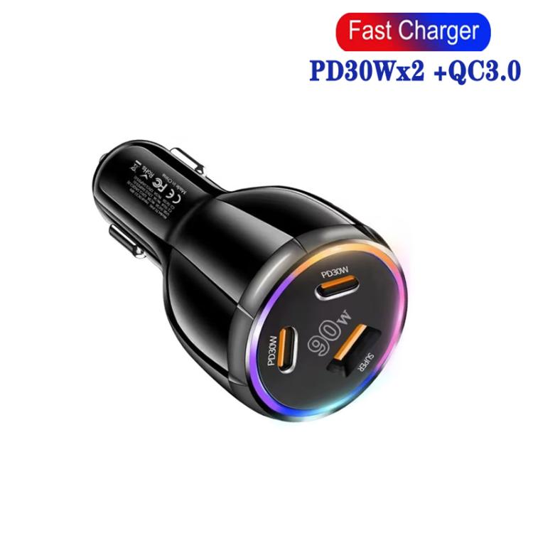 ⁧شاحن سيارة متعدد المنافذ PD30W x 2 و QC 30W للهواتف المحمولة / الأجهزة اللوحية⁩, TE-P46