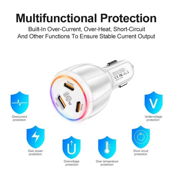 ⁧شاحن سيارة متعدد المنافذ PD30W x 2 و QC 30W للهواتف المحمولة / الأجهزة اللوحية⁩, TE-P46