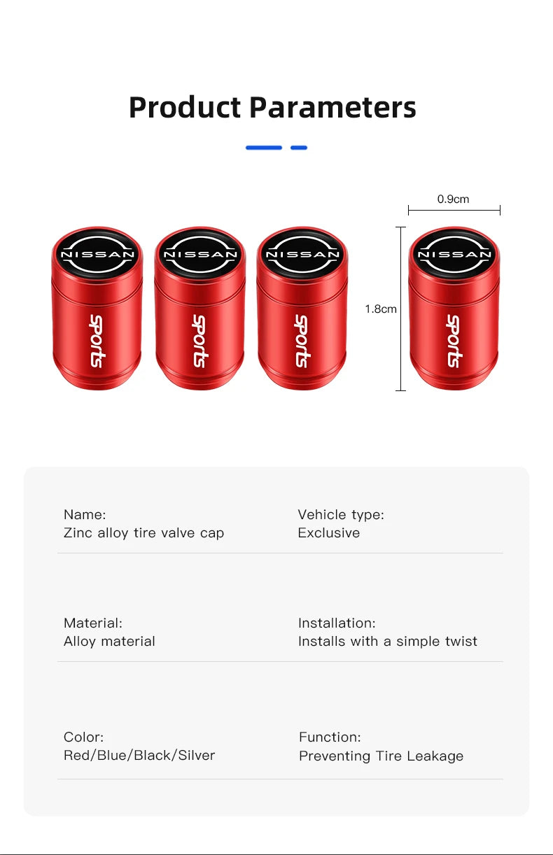 4Pcs Auto Metal Wheel Tire Valve Caps Stem Case For Nissan X-trail Qashqai Note Juke Sentra Patrol Navara Micra Car Accessories