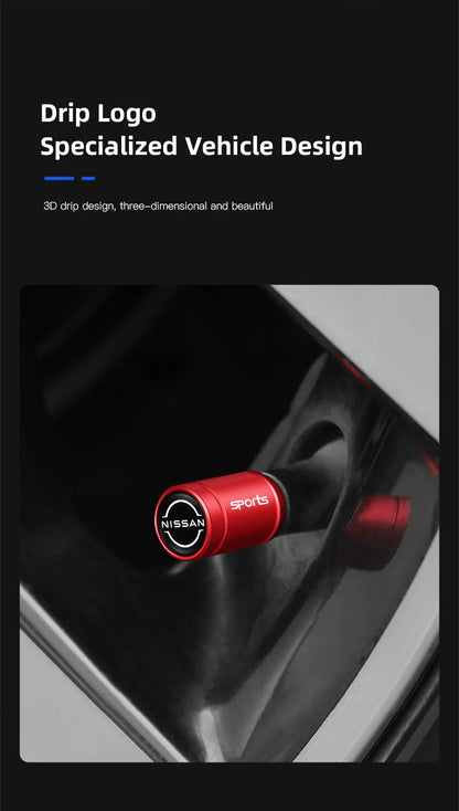 4Pcs Auto Metal Wheel Tire Valve Caps Stem Case For Nissan X-trail Qashqai Note Juke Sentra Patrol Navara Micra Car Accessories