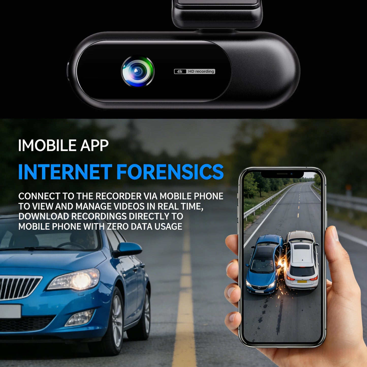 Dash Cam WiFi 4K Car Camera DVR Video Recorder Dual Front Rear HDR Night Vision Voice Control Parking Monito Dash Camera for Car
