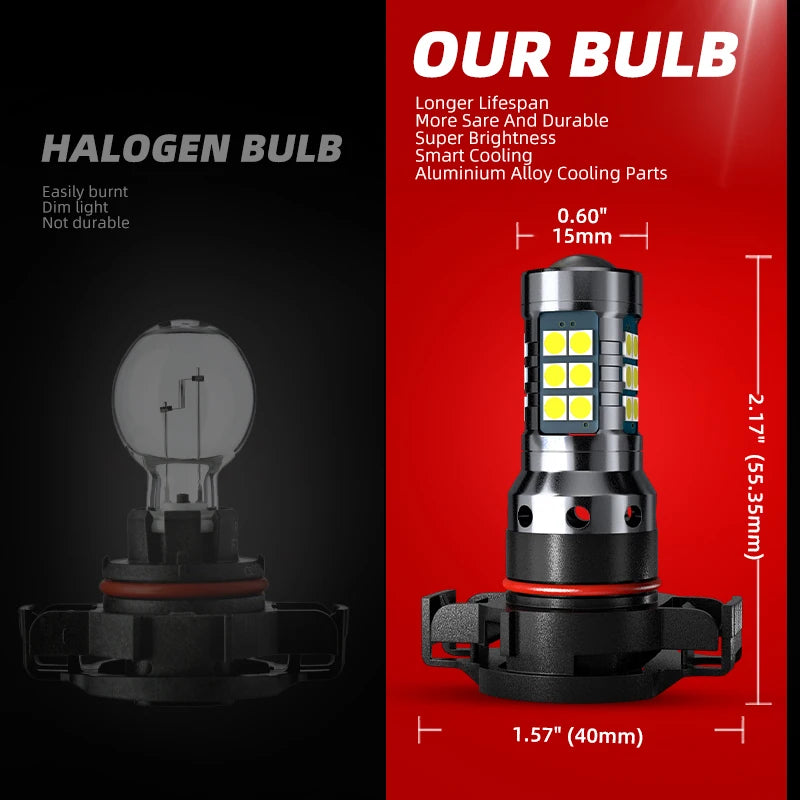 2x Car LED Front Fog Lights Bulbs Canbus For Chevrolet Tahoe Suburban Colorado Silverado Camaro Avalanche Spark Captiva 07-18