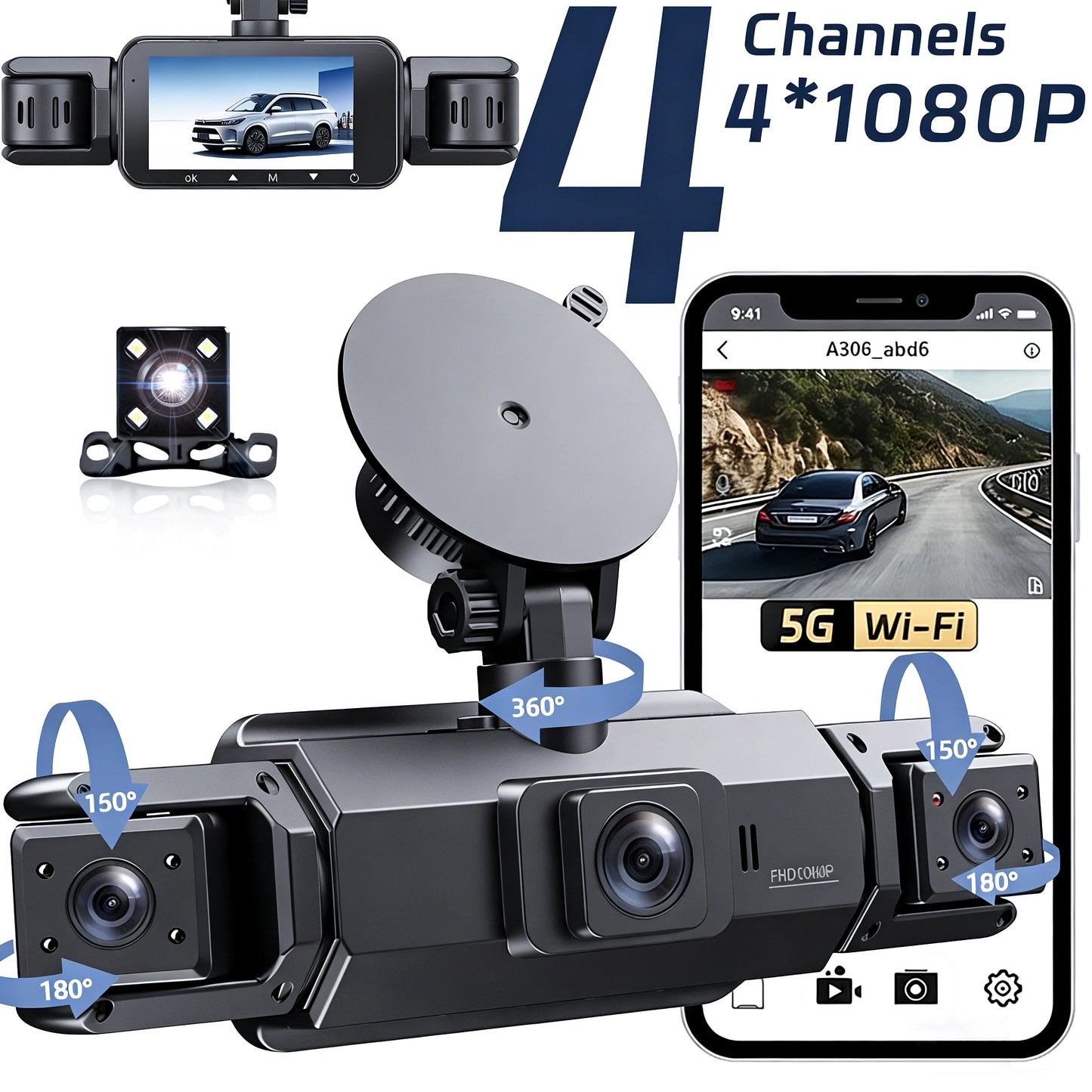 Dash Cam WiFi 4K Car Camera DVR Video Recorder Dual Front Rear HDR Night Vision Voice Control Parking Monito Dash Camera for Car