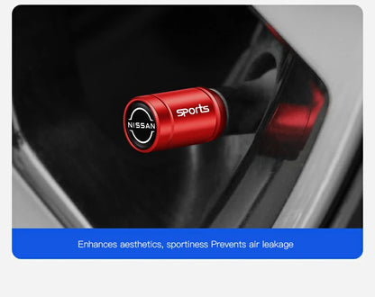 4Pcs Auto Metal Wheel Tire Valve Caps Stem Case For Nissan X-trail Qashqai Note Juke Sentra Patrol Navara Micra Car Accessories
