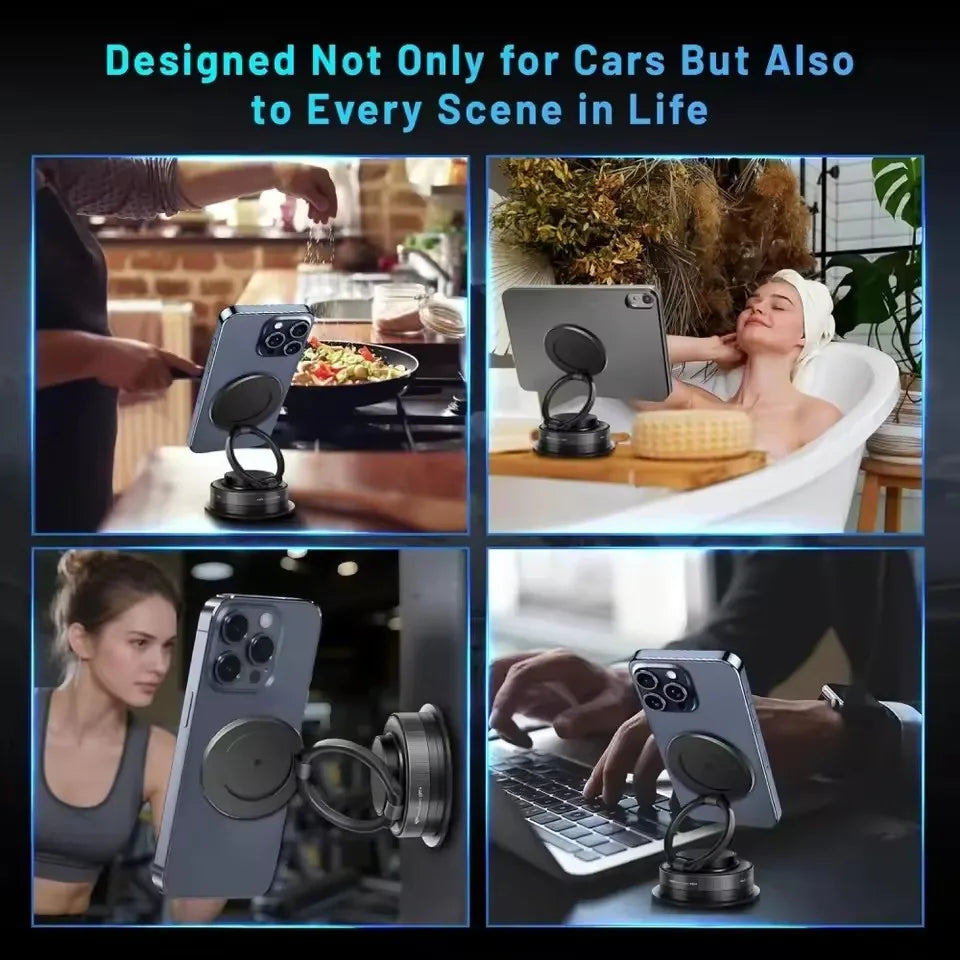 Magnetic Phone Holder for Car 360 °   Rotatable Foldable & Adjustable Magnetic Car Mount, Suction Cup Phone Holder for Car/Mirror