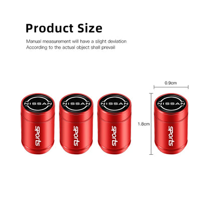 4Pcs Auto Metal Wheel Tire Valve Caps Stem Case For Nissan X-trail Qashqai Note Juke Sentra Patrol Navara Micra Car Accessories