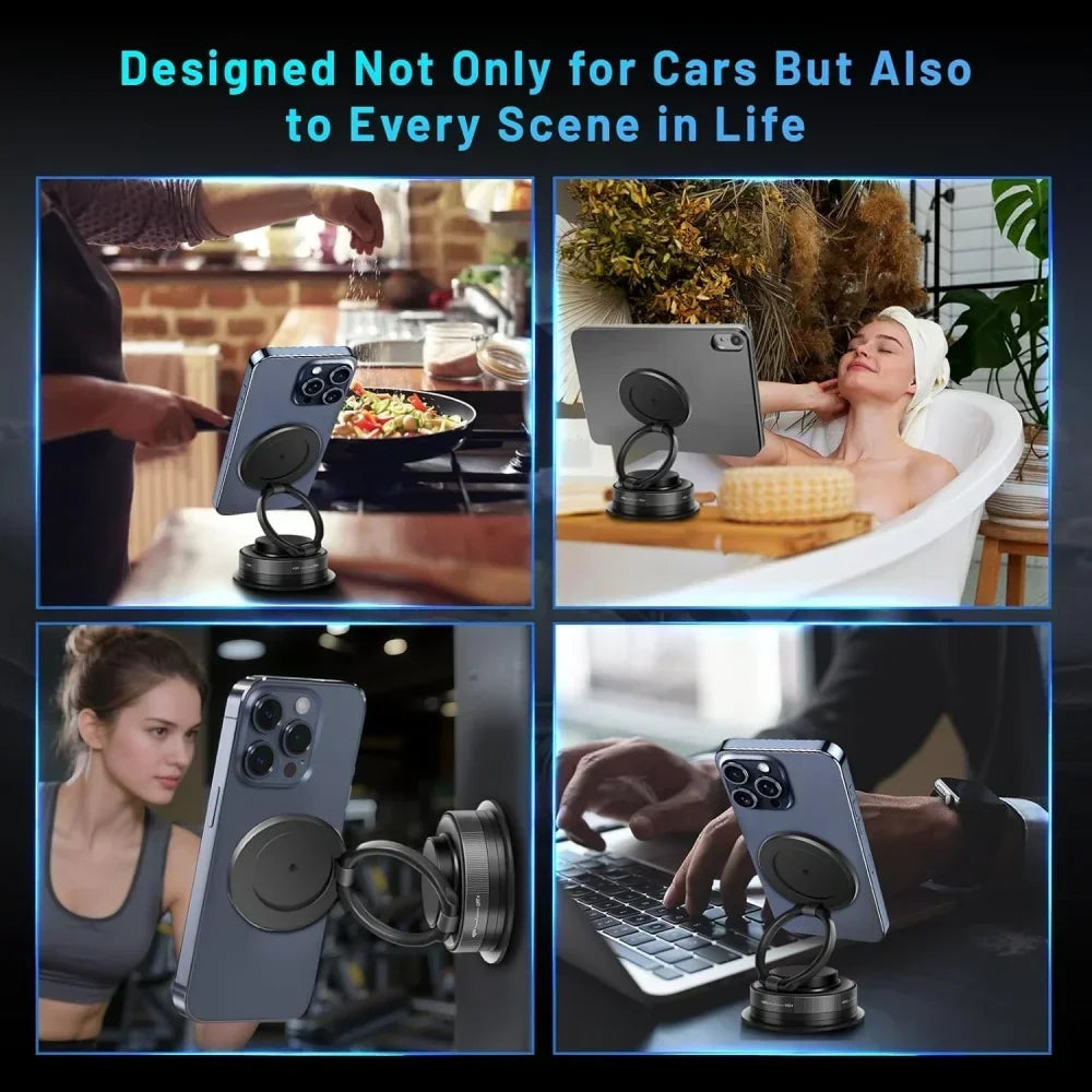 Magnetic Phone Holder for Car 360 °   Rotatable Foldable & Adjustable Magnetic Car Mount, Suction Cup Phone Holder for Car/Mirror