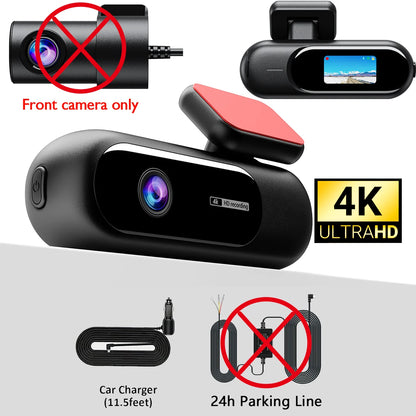 Dash Cam WiFi 4K Car Camera DVR Video Recorder Dual Front Rear HDR Night Vision Voice Control Parking Monito Dash Camera for Car