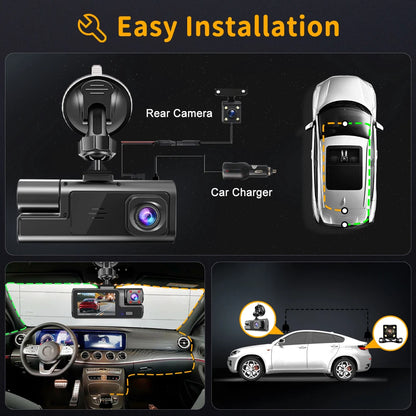 Dash Cam For Cars WIFI 3 Channels FHD 1080P Car DVR Driving Recorder Wide Angle Loop Recording Night Vision G-Sensor Tachograph