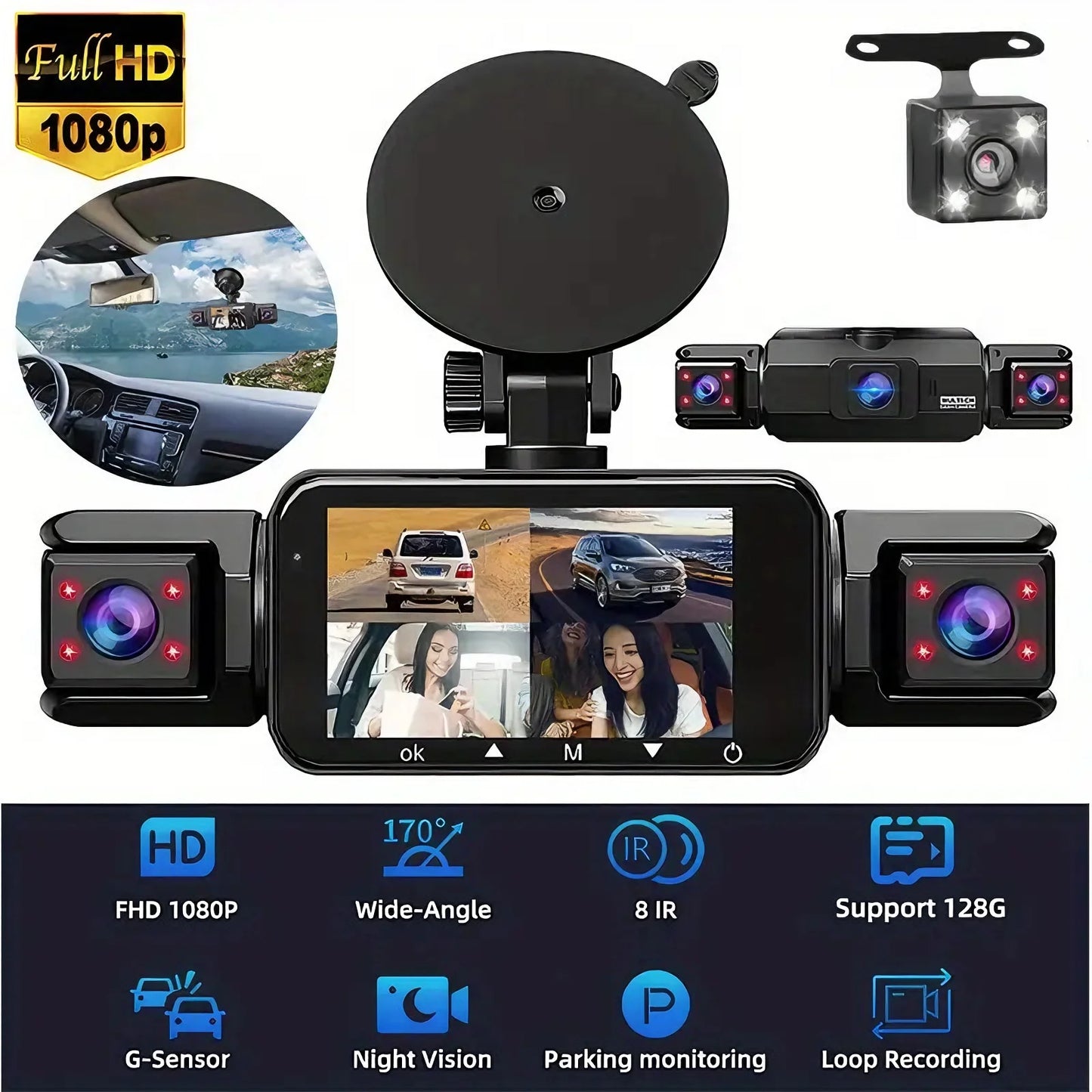 Dash Cam WiFi 4K Car Camera DVR Video Recorder Dual Front Rear HDR Night Vision Voice Control Parking Monito Dash Camera for Car