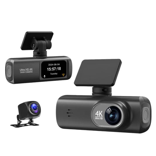 ⁧كاميرا سيارة أمامية بدقة 4K، تدعم التسجيل المزدوج، وتتصل بالهواتف الذكية عبر الواي فاي.⁩, Front+Rear, Front+Rear+GPS Track, Front+Inside, Front+Inside+GPS Track